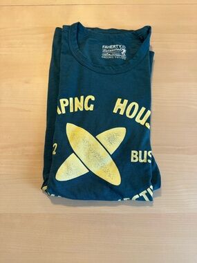 Faherty Surf Ghana Shaping House Graphic Tee - Agona Green L  Organic Cotton NEW